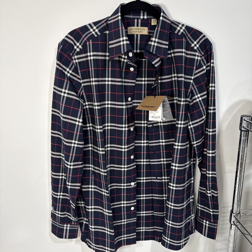 BURBERRY Men George Check Shirt Size S RETAIL $390 NWT